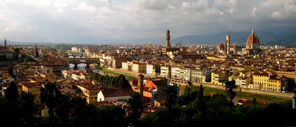 skyline, fotografering, by, by, bybildet, panorama