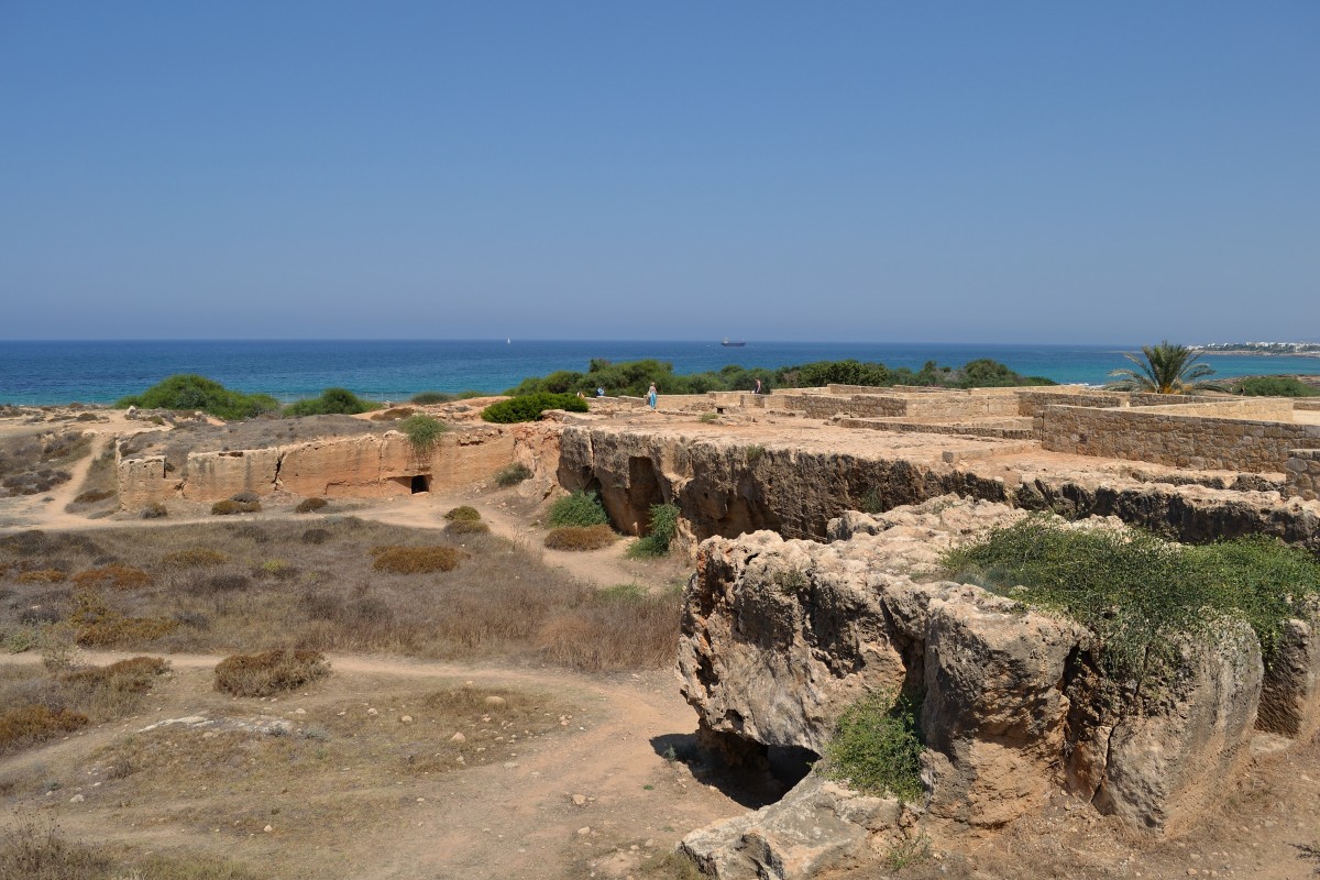 strand, landschap, zee, kust, kust-, vakantie, klif, terrein, geologie, ruïnes, badlands, plateau, graf, koningen, Cyprus, paphos, kaap, wadi