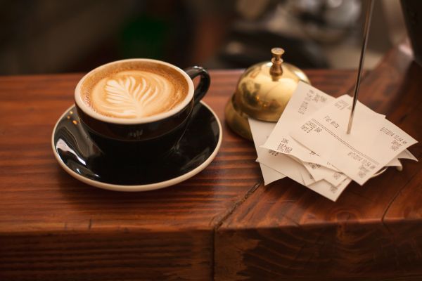 coffee,cup,latte,receipt,counter,bell