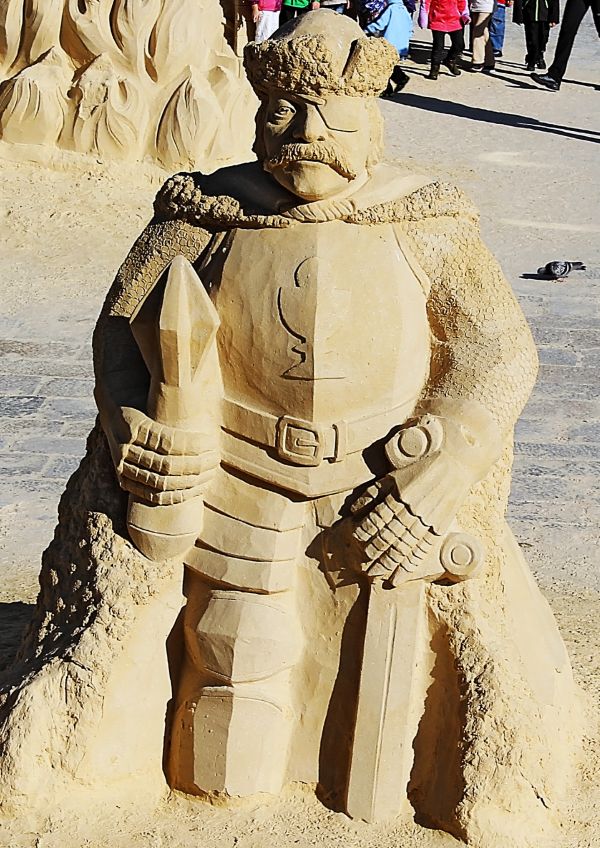 sand, mennesker, monument, statue, monark, skulptur