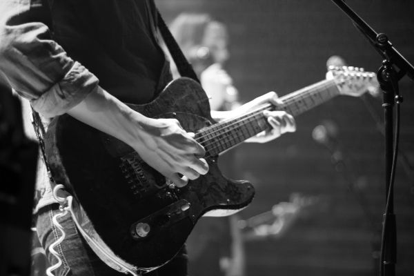 rock, music, black and white, white, guitar, concert