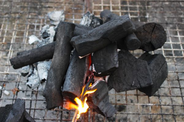 lemn, cald, gătire, în aer liber, aprins, vară