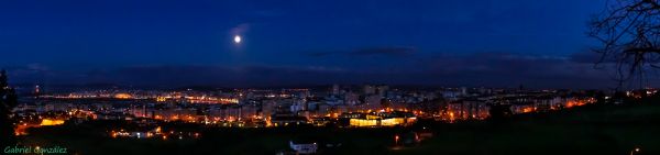 風景,スカイライン,夜,シティ,写真,都市景観