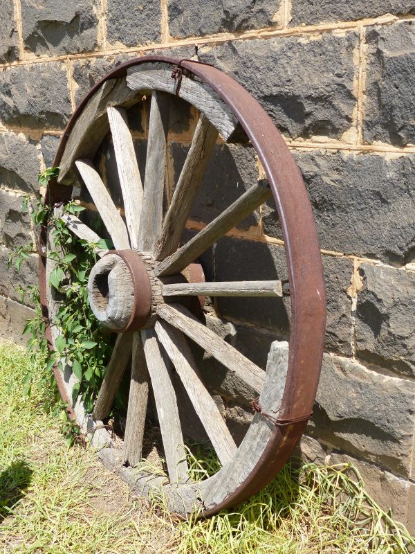 bois, cru, antique, roue, wagon, vieux