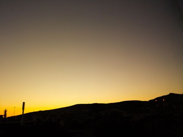 horizonte, montaña, ligero, nube, cielo, sol