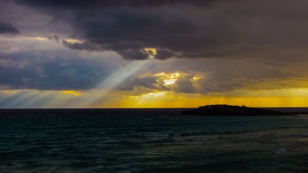 de praia, mar, costa, oceano, horizonte, luz