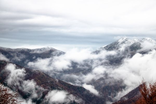 風景, 自然, 山, 雪, 冬, 雲