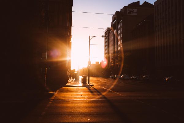 Licht, verwischen, Menschen, Sonnenuntergang, Straße, Silhouette