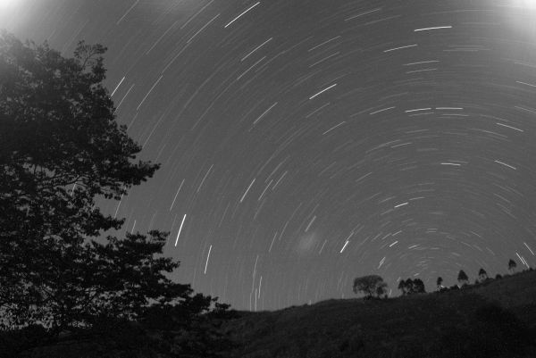 paesaggio, leggero, cielo, notte, all'aperto, bianco e nero