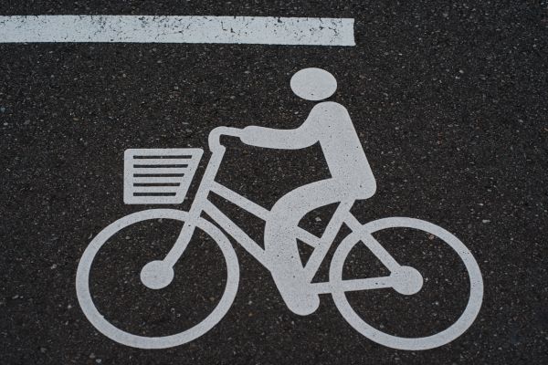 aantal, teken, merk, fiets, bewegwijzering, rijbaan