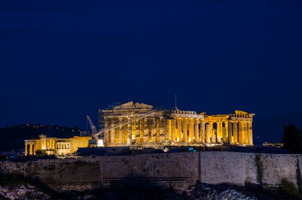 paesaggio, architettura, antico, costruzione, città, notte