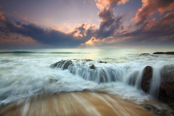 de praia,mar,costa,oceano,Rocha,nuvem