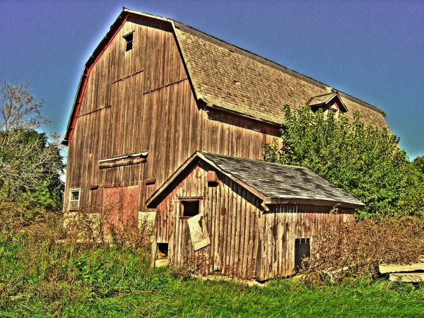 faipari, Farm, ház, tető, épület, istálló