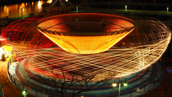 light, night, amusement park, park, theatre, stage