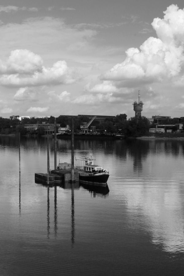 black and white,people,sea,water,dock,cloud