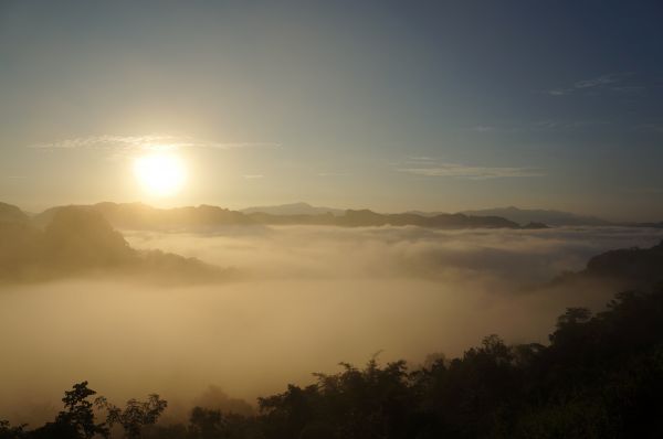 自然, 地平線, 山, 光, 雲, 空