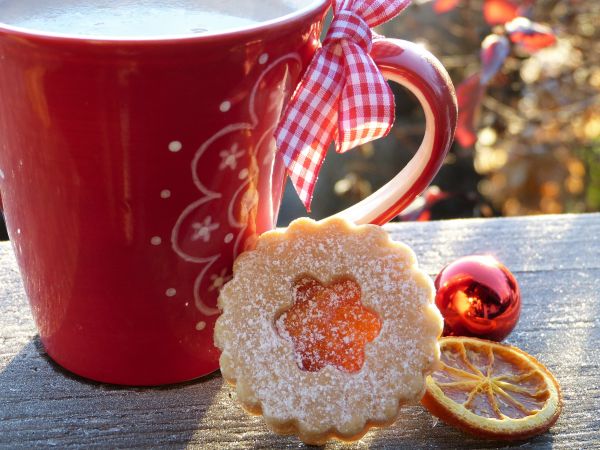 フルーツ,冬,コーヒー,太陽,霜,カップ