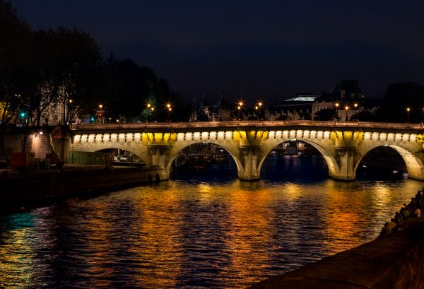 jembatan,malam,pagi,kota,Paris,tua