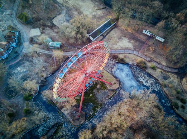 forêt,véhicule,terrain,vue aérienne,grande roue,Foire