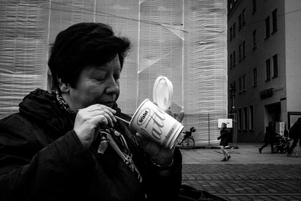 person, black and white, people, woman, hand, coffee