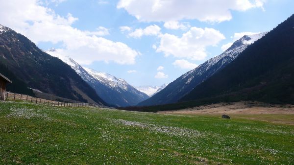 paisaje, para caminar, montaña, cielo, prado, colina