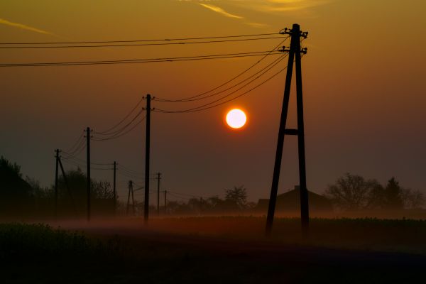 landschap, licht, zon, horizon, wolk, mist