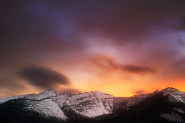 brillante, paisaje, rock, montaña, nieve, nube