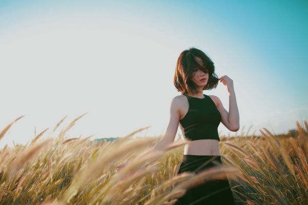 grass, person, girl, woman, field, photography