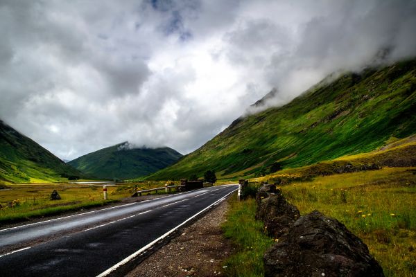 風景,自然,山,空,道路,雲