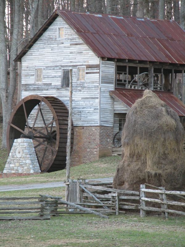 clôture, bois, ferme, maison, bâtiment, foins