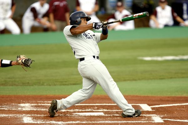 béisbol,juego,oscilación,jugador,césped,verde