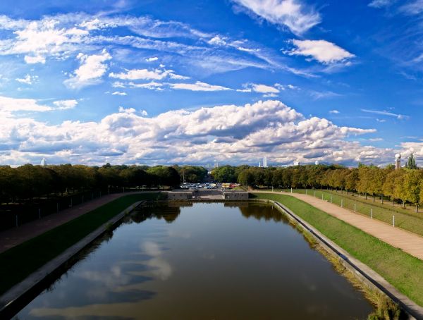 雲,空,湖,川,風景,単独で