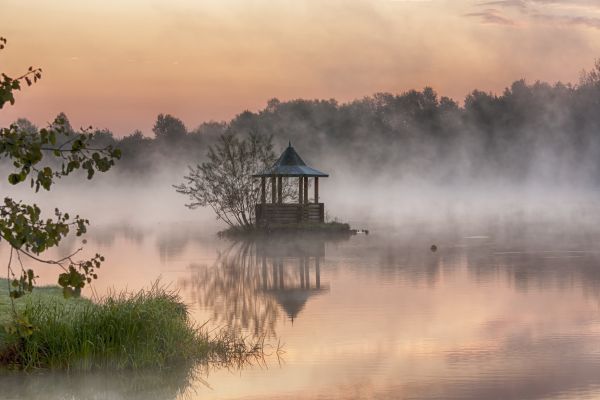 krajobraz,woda,Natura,Chmura,wschód słońca,mgła