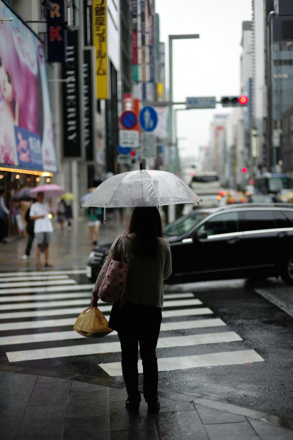 行人,路,街,人行道,女人,雨