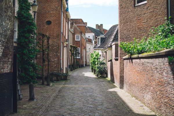 architectuur, weg, straat, stad-, huis, stoep