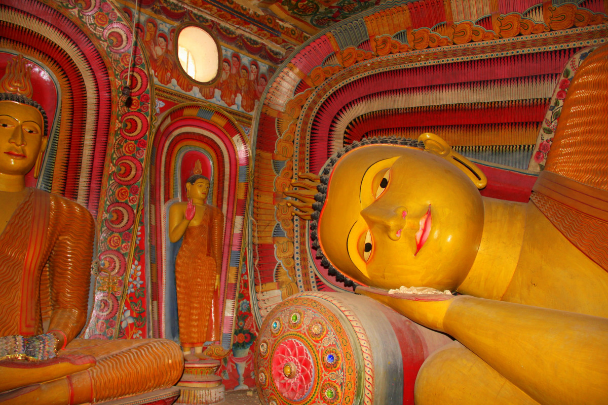 tinning, utskjæring, Sri Lanka, sovende buddha