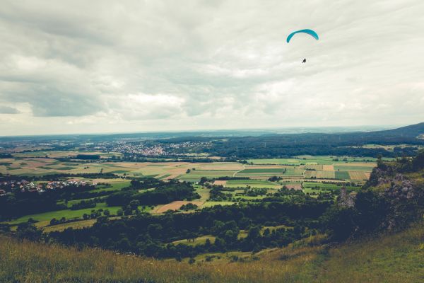 horizon, cloud, sky, field, hill, flight