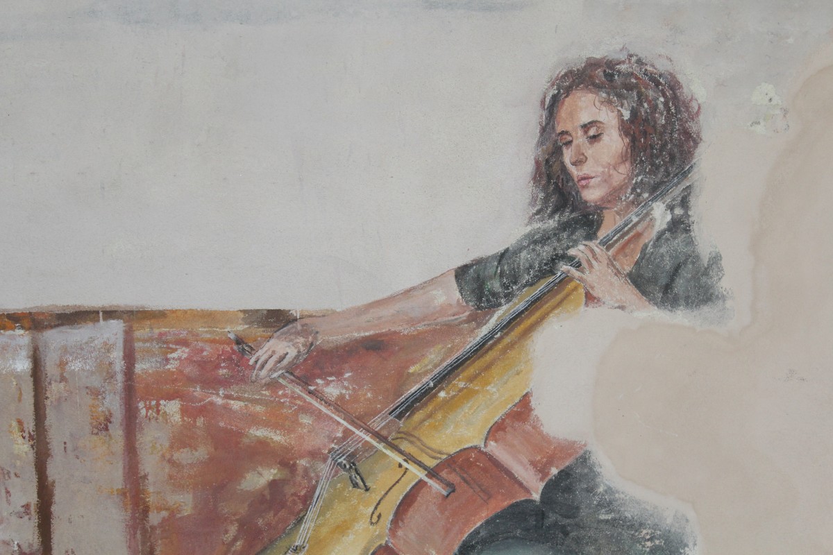 música, pintura, instrumento musical, arte callejero, violín, art, bosquejo, dibujo, sonar, violonchelo, Murales, violoncelista, instrumento de cuerda, Instrumento de cuerda inclinado, Familia del violín, Instrumentos de cuerda pinchados, dibujar figuras, Viola