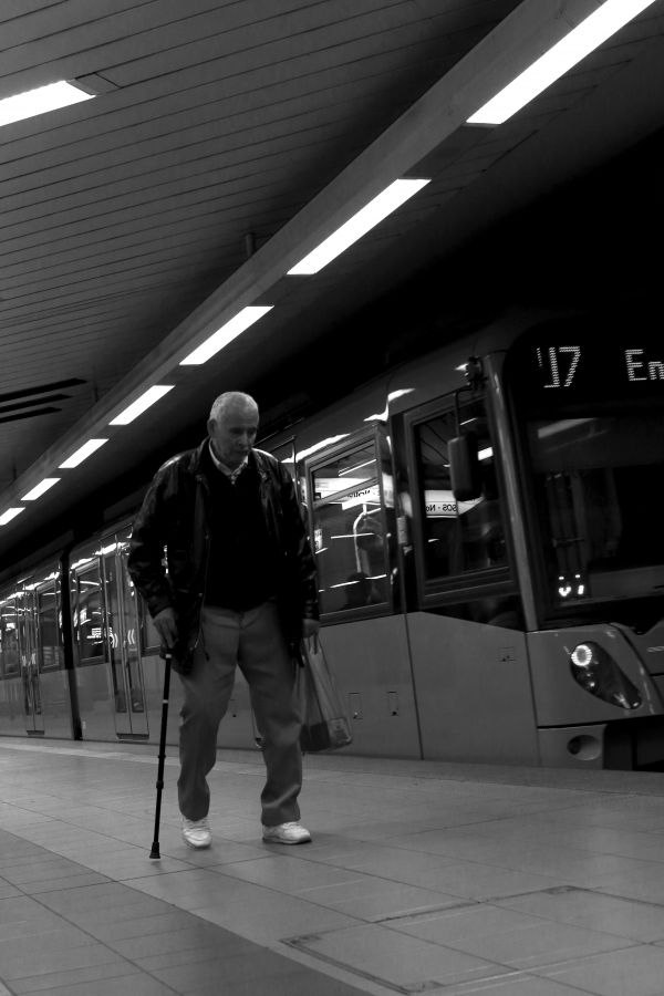 Černý a bílý, lidé, město, metro, bílý, doprava