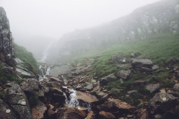 natureza, cascata, Caminhando, montanha, região selvagem, trilha