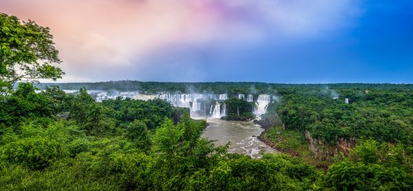 landscape,water,nature,forest,waterfall,mist