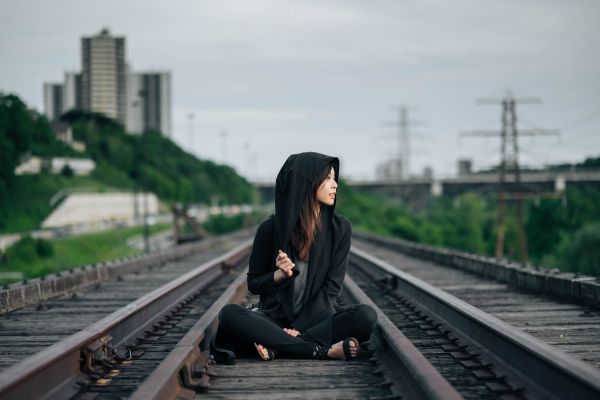 girl, woman, city, urban, track, transport