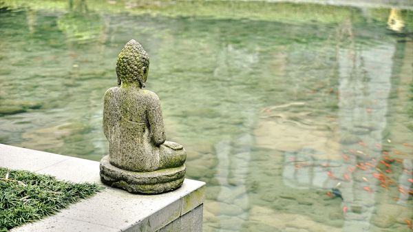 monument,statue,water,rock,religion,garden