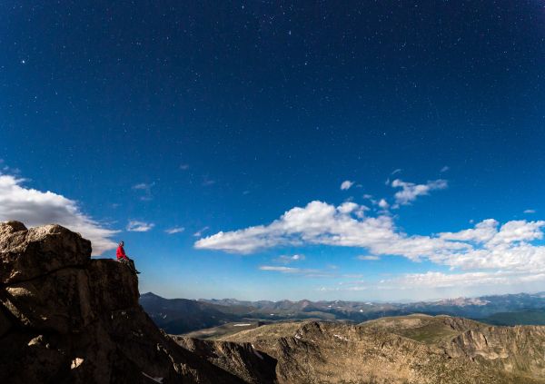 horizonte, montaña, frío, cielo, noche, nube