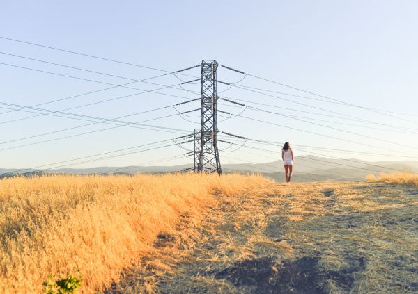 架空送電線, 空, 電気, トランスミッションタワー, 草, エコリージョン