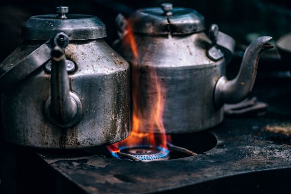 light, dark, cooking, antique, steel, kettle