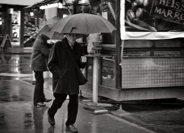 winter, black and white, people, road, white, street