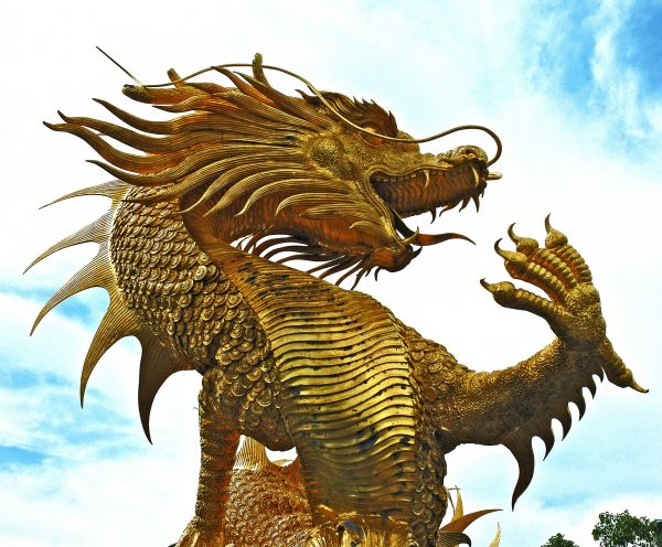 Tailândia,dourado,escultura,ilustração,Dragão,dinossauro