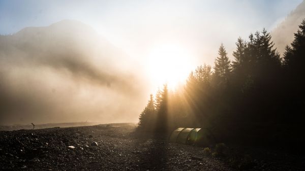 nature, mountain, cloud, sky, sun, light