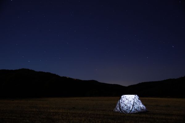 horizonte, céu, campo, noite, Estrela, luz